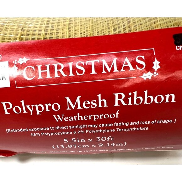 3 Christmas Deco Spools Of Mesh Ribbon 5.5" X 30 Ft Polypro Mesh Weatherproof 2 - Picture 6 of 7